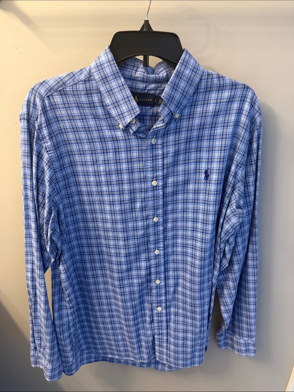 Polo by Ralph Lauren Light and Navy Blue Plaid Button-Down Shirt